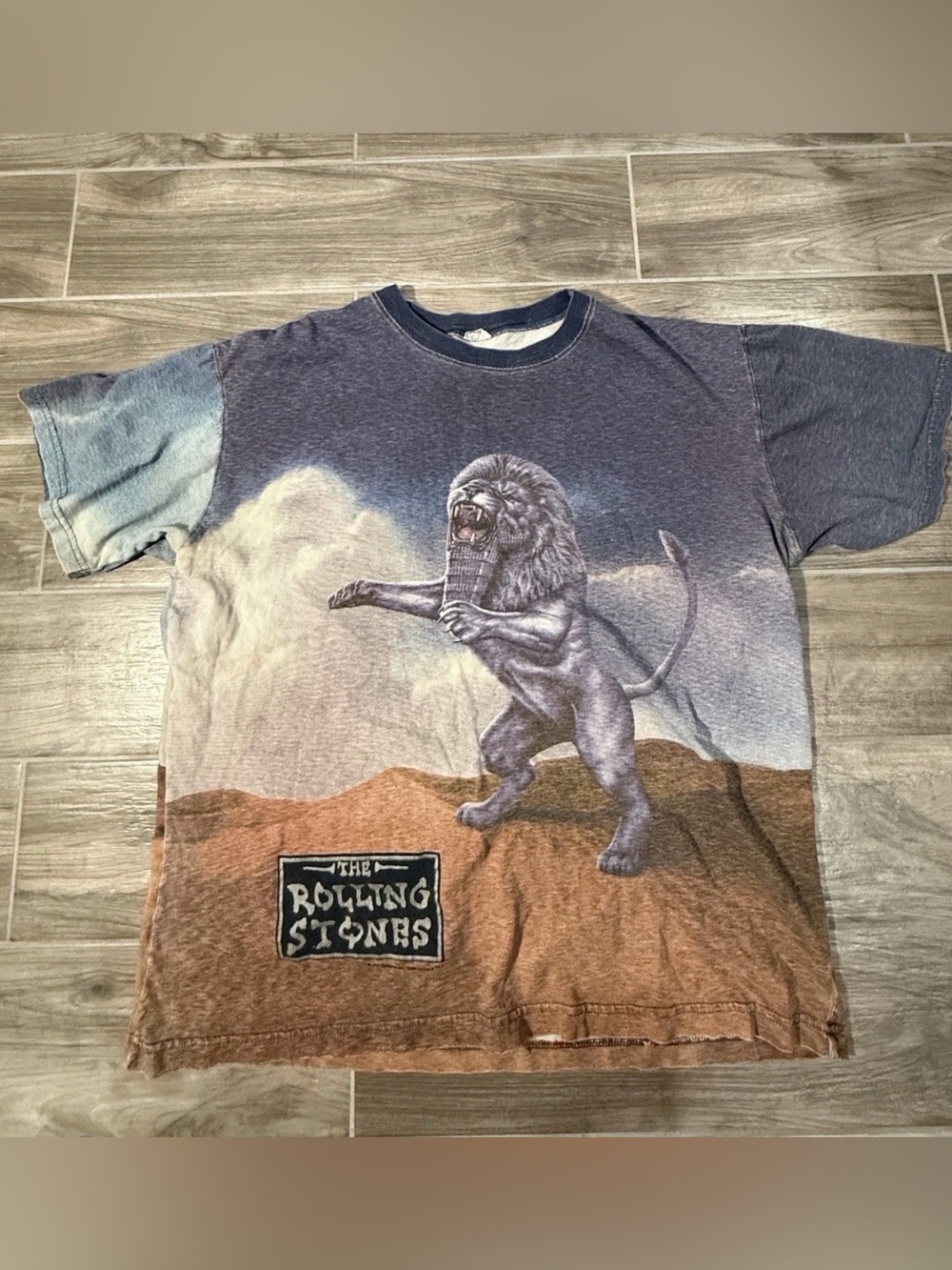 Vintage Rolling Stones Shirt Adult Large Bridges to Babylon All Over Print 90s